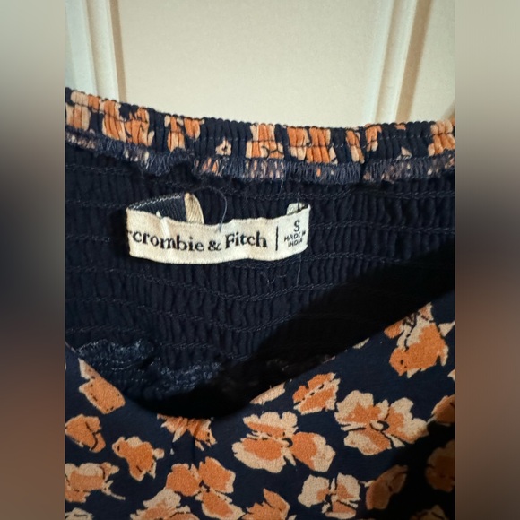 Abercrombie & Fitch Orange and Blue Floral Emerson Babydoll Mini Dress - Picture 3 of 5
